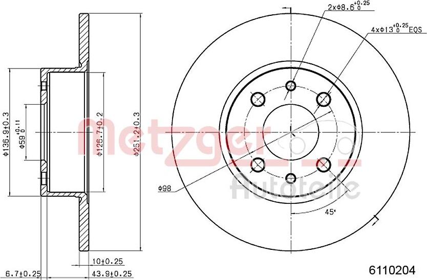 Metzger 6110204 - Disc frana aaoparts.ro