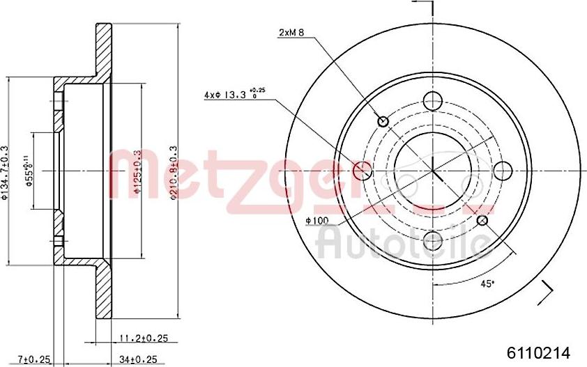 Metzger 6110214 - Disc frana aaoparts.ro