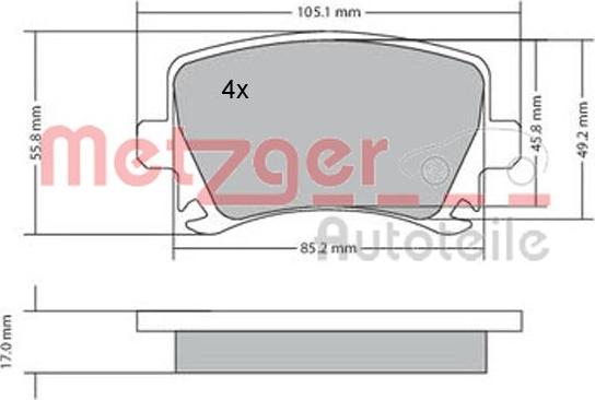 Metzger 1170005 - Set placute frana,frana disc aaoparts.ro