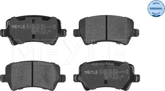 Meyle 025 244 9617 - Set placute frana,frana disc aaoparts.ro