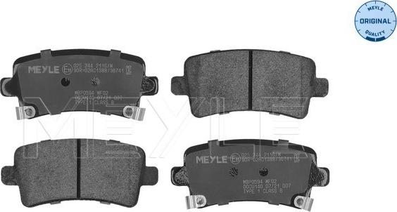 Meyle 025 244 2116/W - Set placute frana,frana disc aaoparts.ro