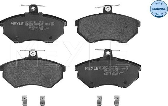 Meyle 025 201 6819 - Set placute frana,frana disc aaoparts.ro