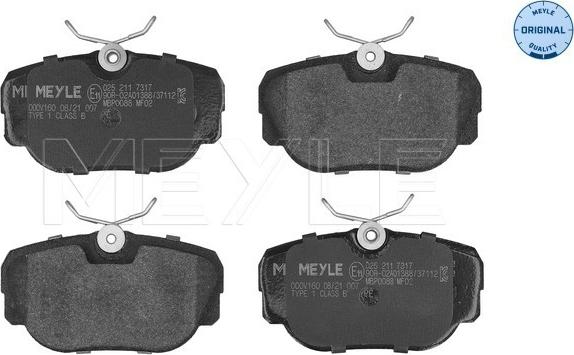 Meyle 025 211 7317 - Set placute frana,frana disc aaoparts.ro