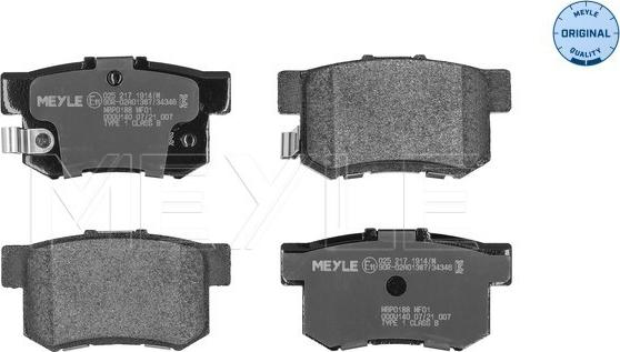 Meyle 025 217 1914/W - Set placute frana,frana disc aaoparts.ro