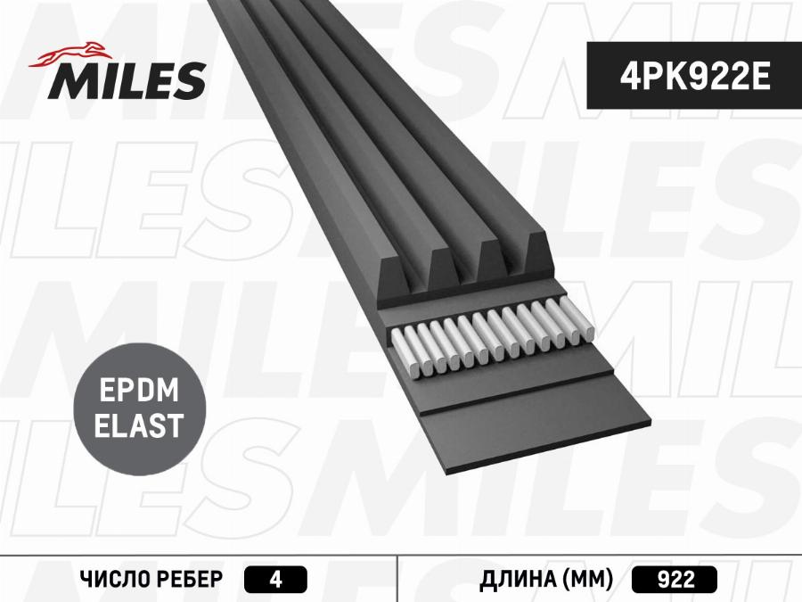 Miles 4PK922E - Curea transmisie cu caneluri aaoparts.ro