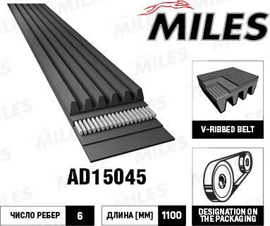 Miles AD15045 - Curea transmisie cu caneluri aaoparts.ro