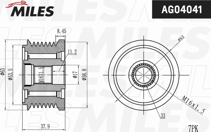 Miles AG04041 - Fulie, alternator aaoparts.ro