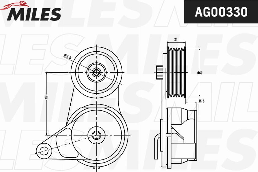 Miles AG00330 - Rola ghidare / conducere, curea transmisie aaoparts.ro