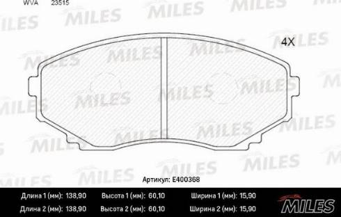 Miles E400368 - Set placute frana,frana disc aaoparts.ro