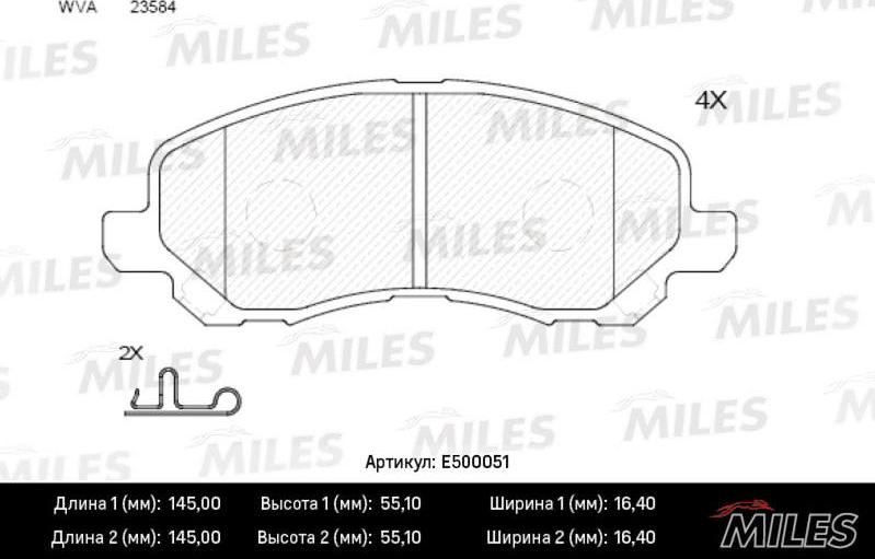 Miles E500051 - Set placute frana,frana disc aaoparts.ro
