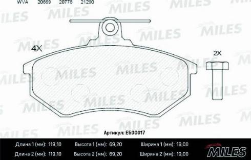 Miles E500017 - Set placute frana,frana disc aaoparts.ro