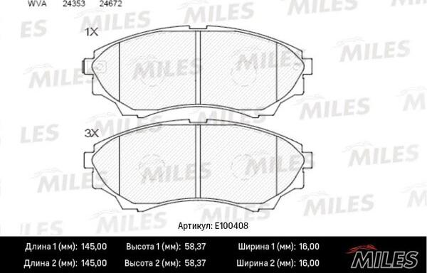 Miles E100408 - Set placute frana,frana disc aaoparts.ro