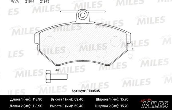 Miles E100505 - Set placute frana,frana disc aaoparts.ro