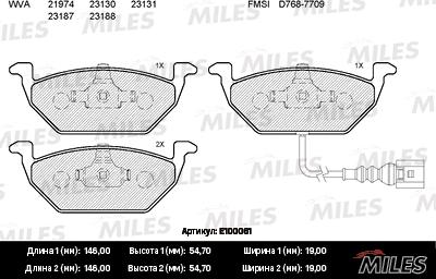 Miles E100061 - Set placute frana,frana disc aaoparts.ro