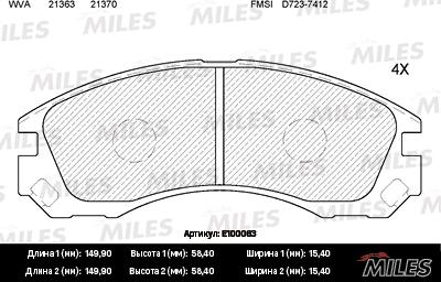 Miles E100063 - Set placute frana,frana disc aaoparts.ro