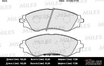 Miles E100014 - Set placute frana,frana disc aaoparts.ro