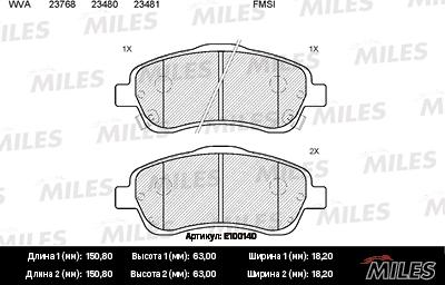 Miles E100140 - Set placute frana,frana disc aaoparts.ro