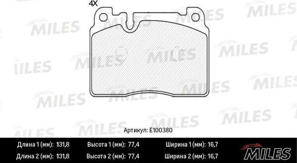 Miles E100380 - Set placute frana,frana disc aaoparts.ro