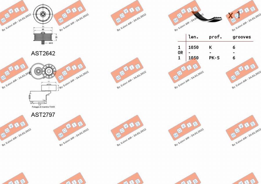 MOVIS ASTA0129 - Set curea transmisie cu caneluri aaoparts.ro