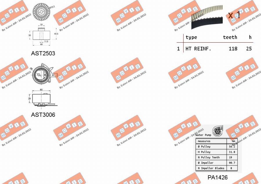 MOVIS ASTK1075PA - Set pompa apa + curea dintata aaoparts.ro