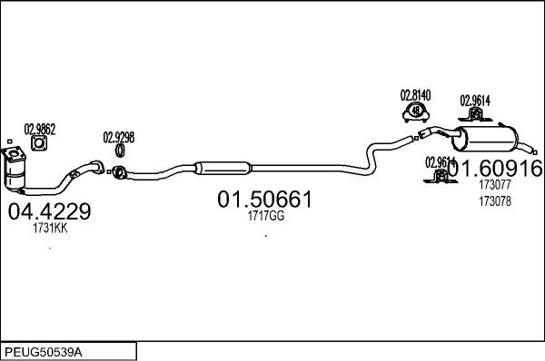 MTS PEUG50539A019349 - Sistem de esapament aaoparts.ro