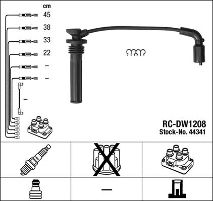 NGK 44341 - Set cablaj aprinder aaoparts.ro