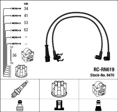 NGK 8470 - Set cablaj aprinder aaoparts.ro