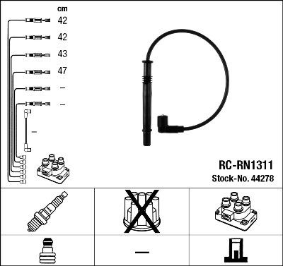 NGK 44278 - Set cablaj aprinder aaoparts.ro