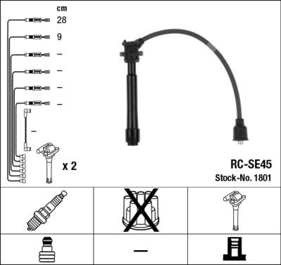 NGK 1801 - Set cablaj aprinder aaoparts.ro