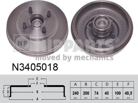 Nipparts N3405018 - Tambur frana aaoparts.ro