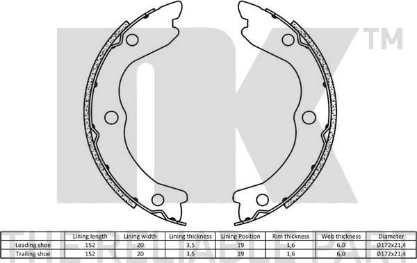 NK 2722719 - Set saboti frana, frana de mana aaoparts.ro