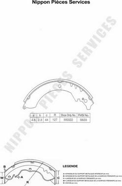 NPS D350U07 - Set saboti frana aaoparts.ro
