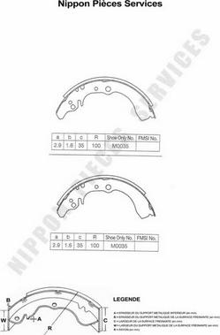 NPS D350U20 - Set saboti frana aaoparts.ro