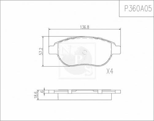 NPS P360A05 - Set placute frana,frana disc aaoparts.ro