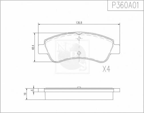 NPS P360A01 - Set placute frana,frana disc aaoparts.ro
