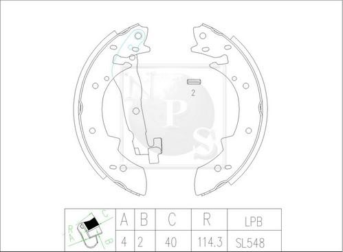 NPS S350I16 - Set saboti frana aaoparts.ro
