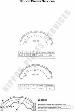 NPS S350I10 - Set saboti frana aaoparts.ro