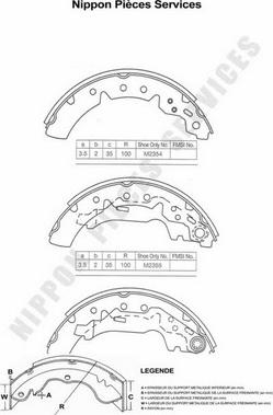 NPS T350A72 - Set saboti frana aaoparts.ro
