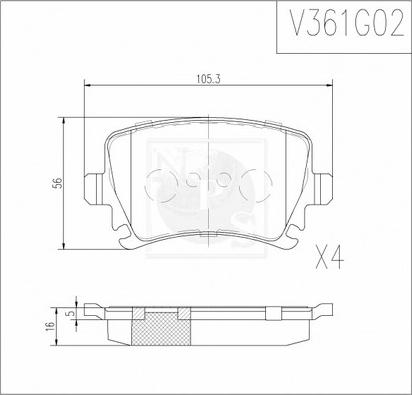 NPS V361G02 - Set placute frana,frana disc aaoparts.ro