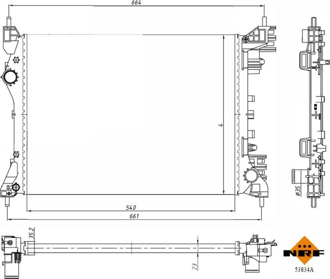 NRF 53834A - Radiator, racire motor aaoparts.ro