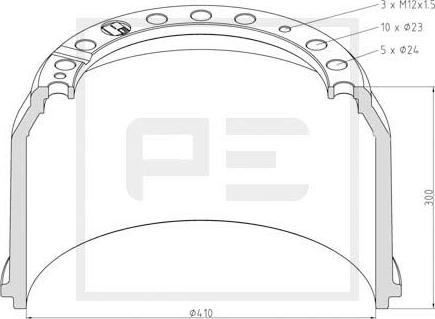 PE Automotive 036.403-97A - Tambur frana aaoparts.ro