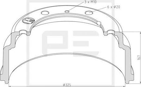 PE Automotive 036.415-00A - Tambur frana aaoparts.ro