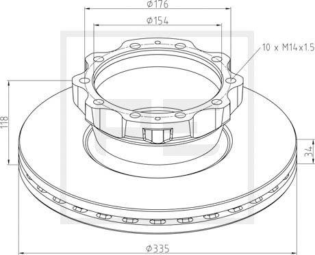 PE Automotive 036.130-10A - Disc frana aaoparts.ro