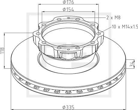 PE Automotive 036.125-00A - Disc frana aaoparts.ro