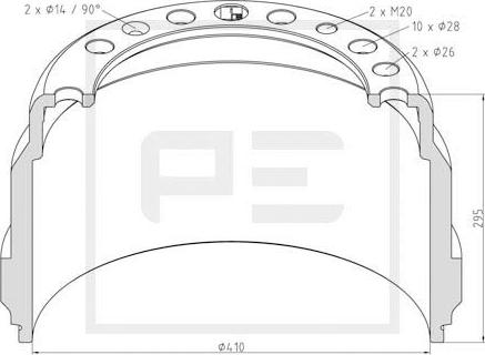 PE Automotive 146.048-00A - Tambur frana aaoparts.ro