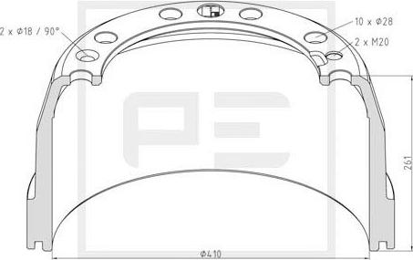 PE Automotive 146.131-00A - Tambur frana aaoparts.ro