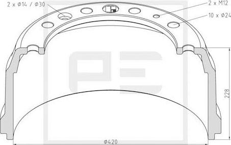 PE Automotive 106.064-00A - Tambur frana aaoparts.ro