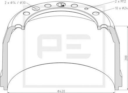 PE Automotive 106.063-00A - Tambur frana aaoparts.ro