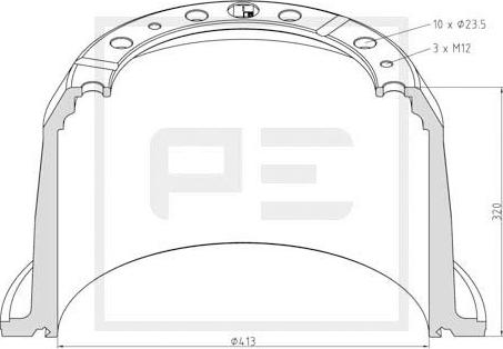 PE Automotive 12606600A - Tambur frana aaoparts.ro