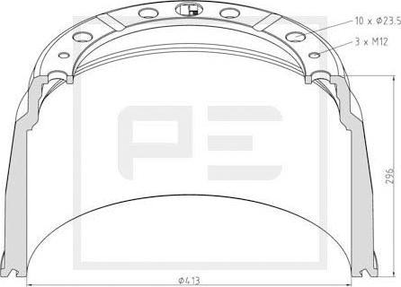 PE Automotive 126.007-00A - Tambur frana aaoparts.ro